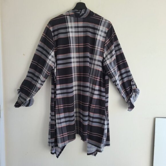 Bundle of 3 Open Front Tops 3X Cardigan Plaid Stripe Casual Comfy Flowy Wrap - Picture 9 of 10